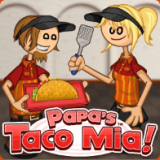 Papa's Taco Mia Papa's Taco Mia is a restaurant management game and takes on the role of a taco chef. You will serve perfect tacos and satisfy every customer.
